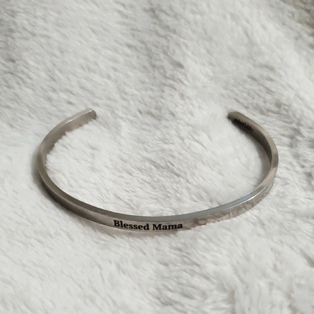 Mint & Lily Silver Tone Blessed Mama Cuff Bracelet